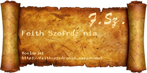 Feith Szofrónia névjegykártya